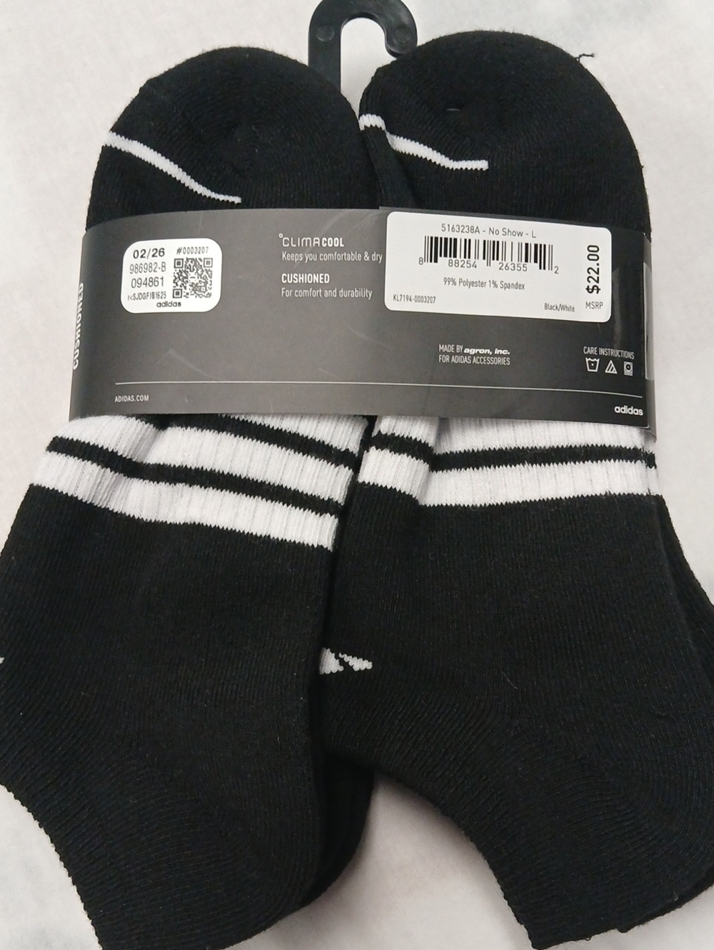 adidas Men's Black & White No-Show Athletic Socks - 3-Pack